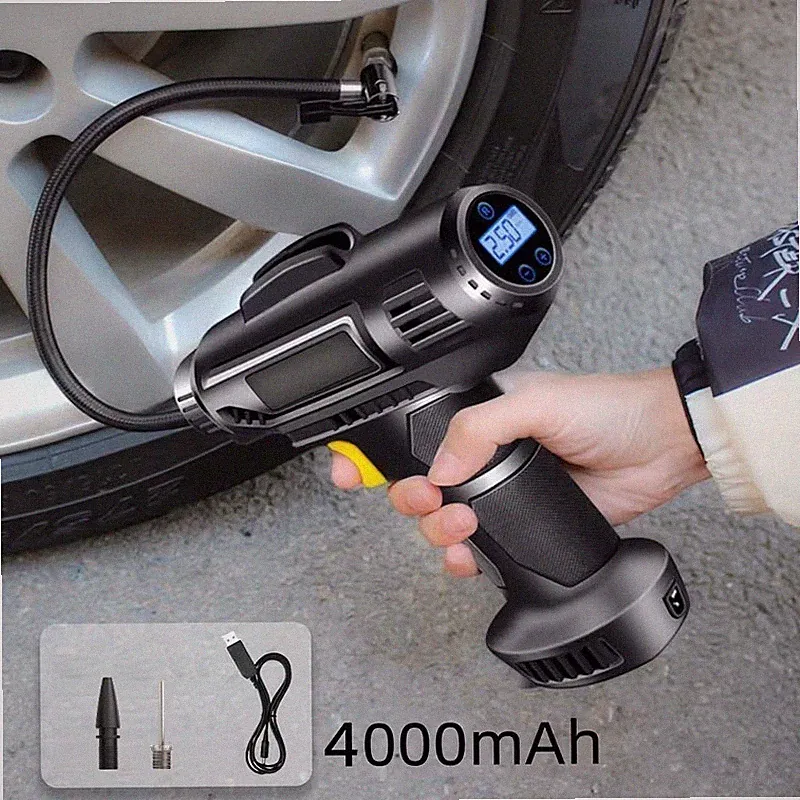 CAR AIR COMPRESSOR USB RECHARGEABLE CORDLESS TIRE INFLATOR PORTABLE AIR PUMP