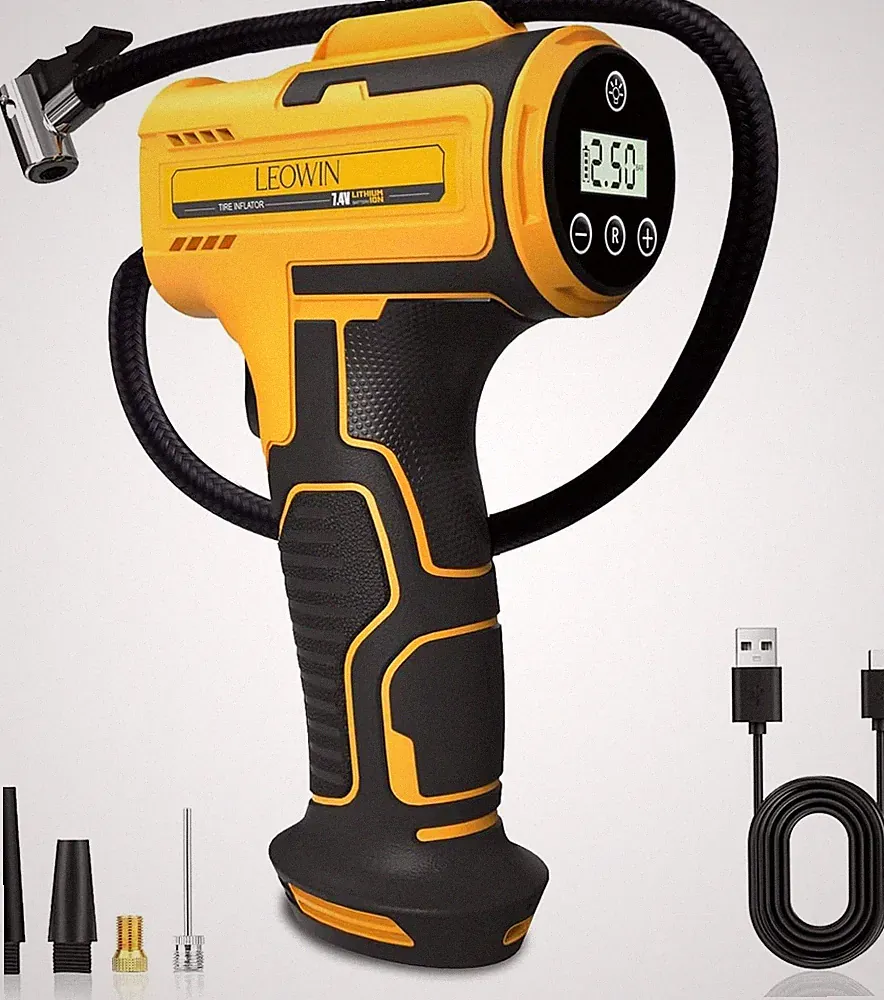 Cordless Car Tire Inflator Portable Air Compressor Car Pump with Pressure Gauge