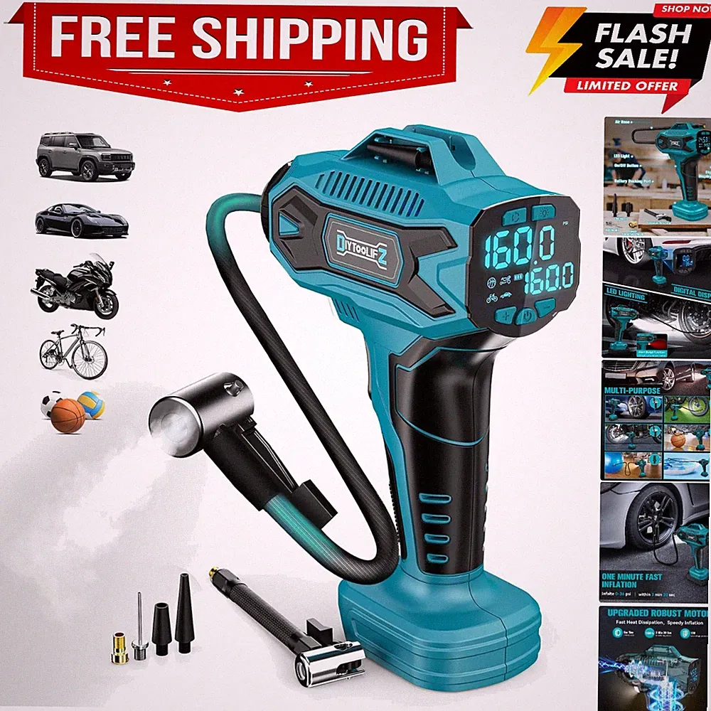 Cordless Tire Inflator Air Compressor Compatible with Makita 18V Battery, 160...