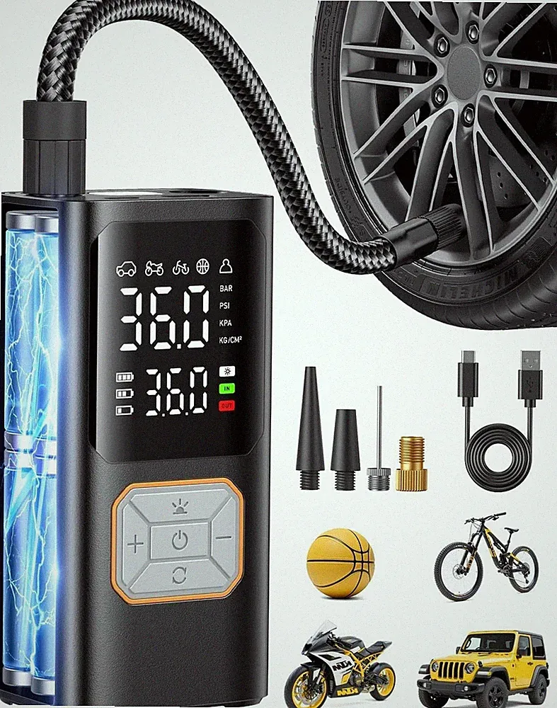 Cordless Tire Inflator Portable Air Compressor Tire Auto Shut-Off 150 PSI
