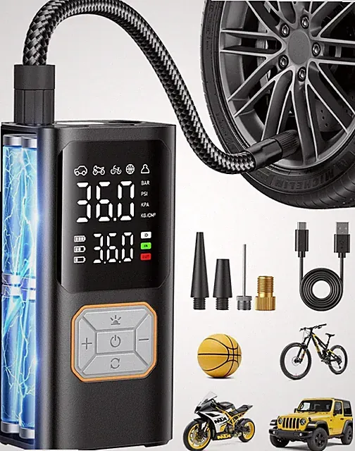 Portable 150 PSI Cordless Tire Inflator with Digital Gauge & Auto Shut-Off.