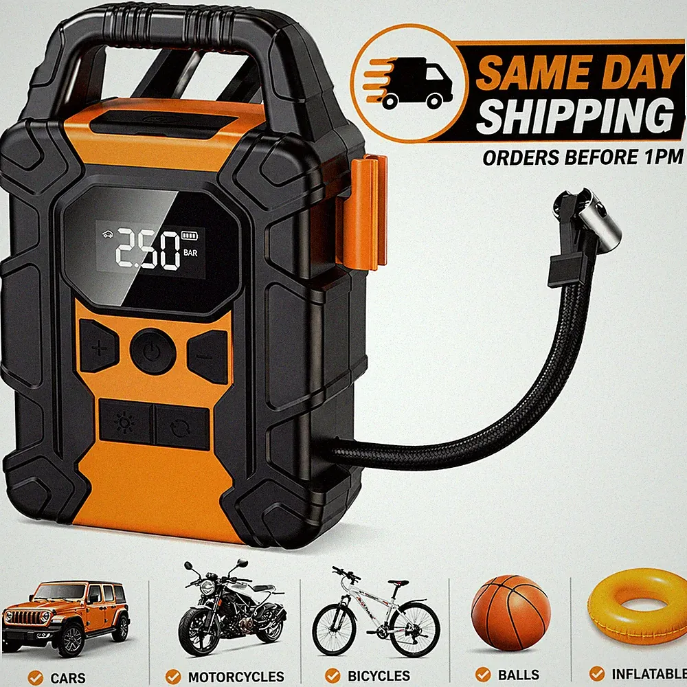 Portable Air Compressor 150PSI Tire Inflator LED Digital Pump Car Bike
