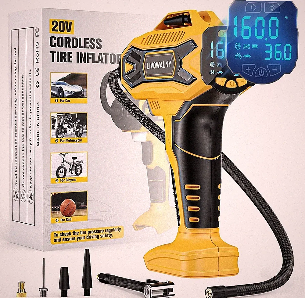 Tire Inflator Air Compressor Compatible with Dewalt 20V Battery, LIVOWALNY 160 P