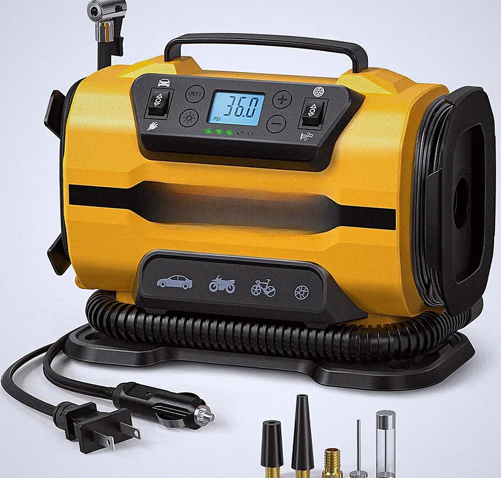 Tire Inflator Air Compressor Pump 150PSI 12V DC/110V AC with LED Lights