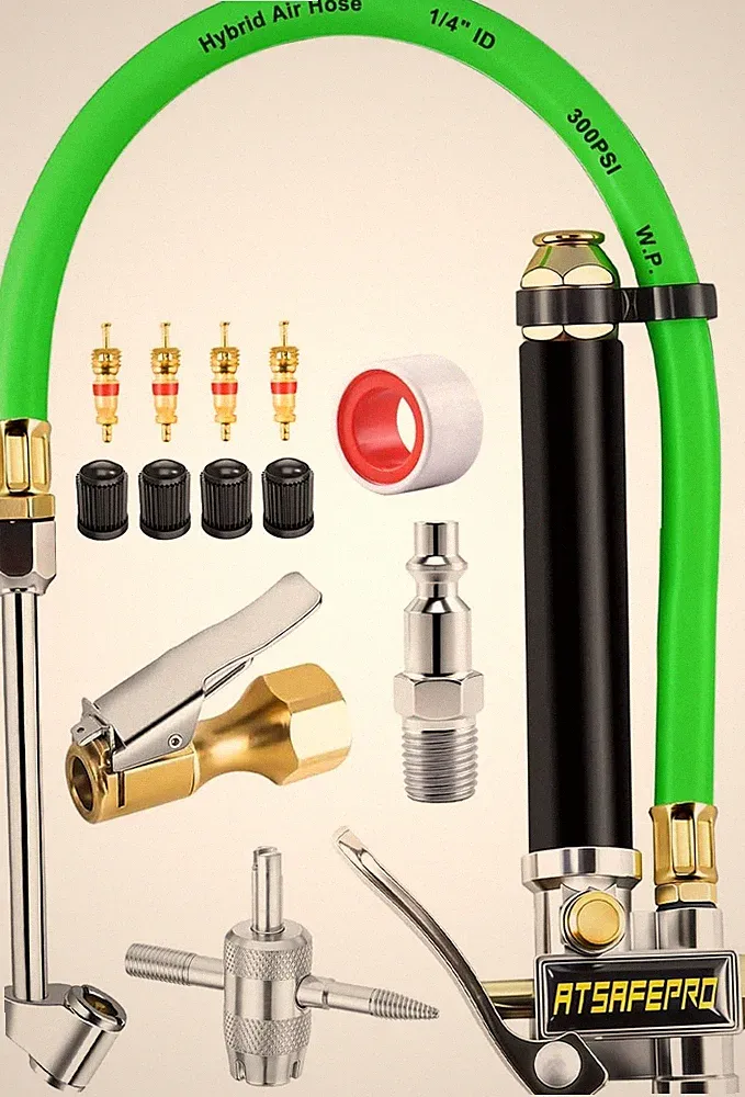 Tire Inflator with Gauge 10-120 PSI Air Compressor Tool Dual Head